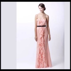 NWT Badgley Mischka coral ruffle bridesmaid prom dress size 6 Small fairycore